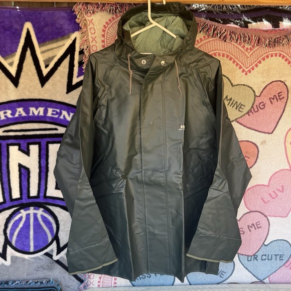 Size XL - NWT Vtg Helly Hansen Highliner Waterproof Jacket Mens Hooded Rain Coat - Picture 1 of 10